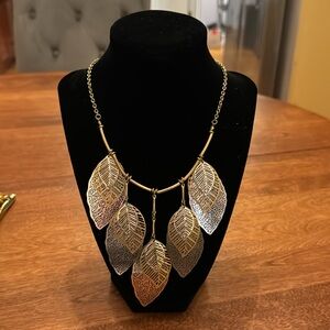 Gold and silver toned leaf style necklace 18-20 inches